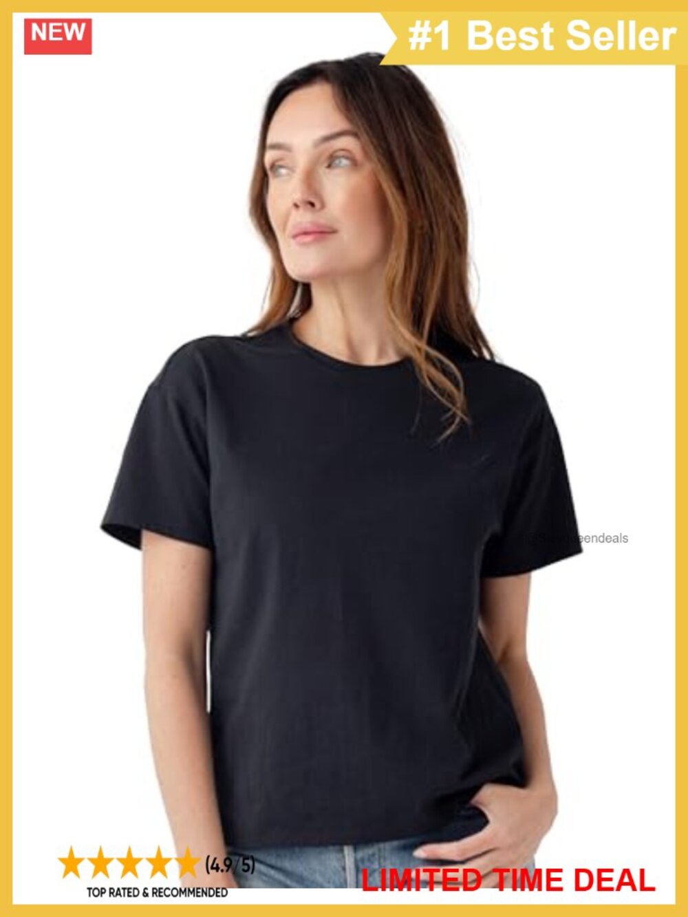 Women's 100% Cotton Relaxed Fit Crew Neck Short Sleeve Tee
